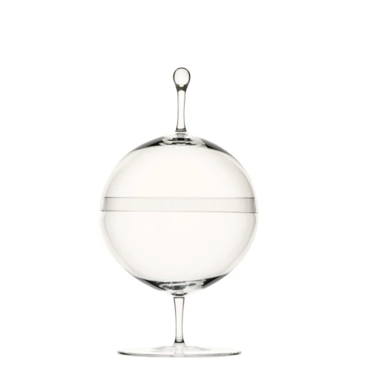 

OEM Antique Decorative Small Clear Colored Borosilicate Pyrex Round Crystal Glass Candy Dish with Lid, Customized color