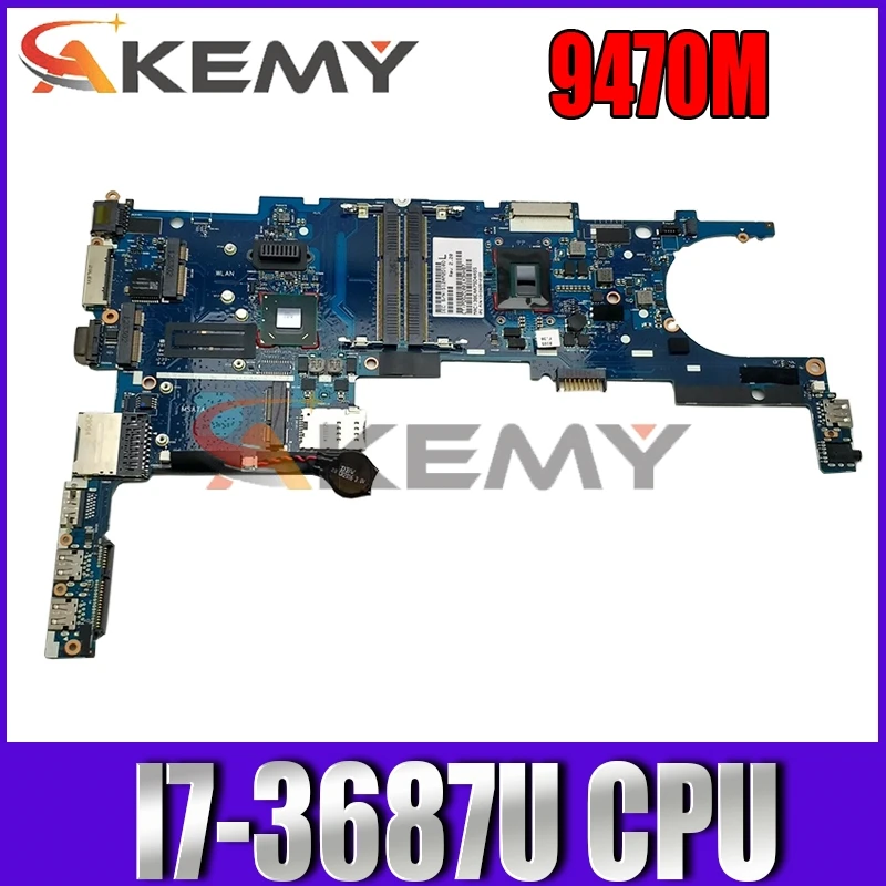 

Akemy For HP 9470M Laptop Motherboard 717844-601 717844-501 717844-001 WITH I7-3687U CPU 6050A2514101-MB-A02
