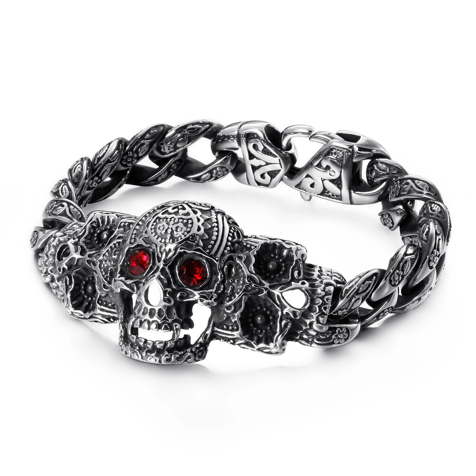 

KALEN Retro men stainless steel skull bracelets man