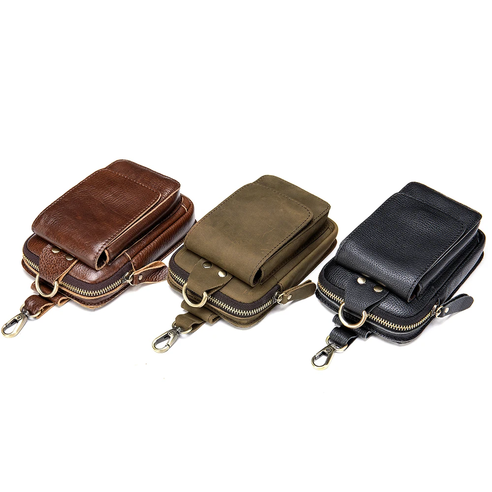 

Men's Waist Bags Chest Vintage Genuine Leather Belt Bag Small Hip Bag Men Watherproof Phone Purse Fanny Man Brand