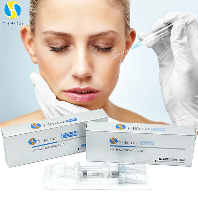 

1ml 2ml cross linked derma filler hyaluronic acid gel injectable cross linked hyaluronic acid acido hialuronico injetavel, Transparent