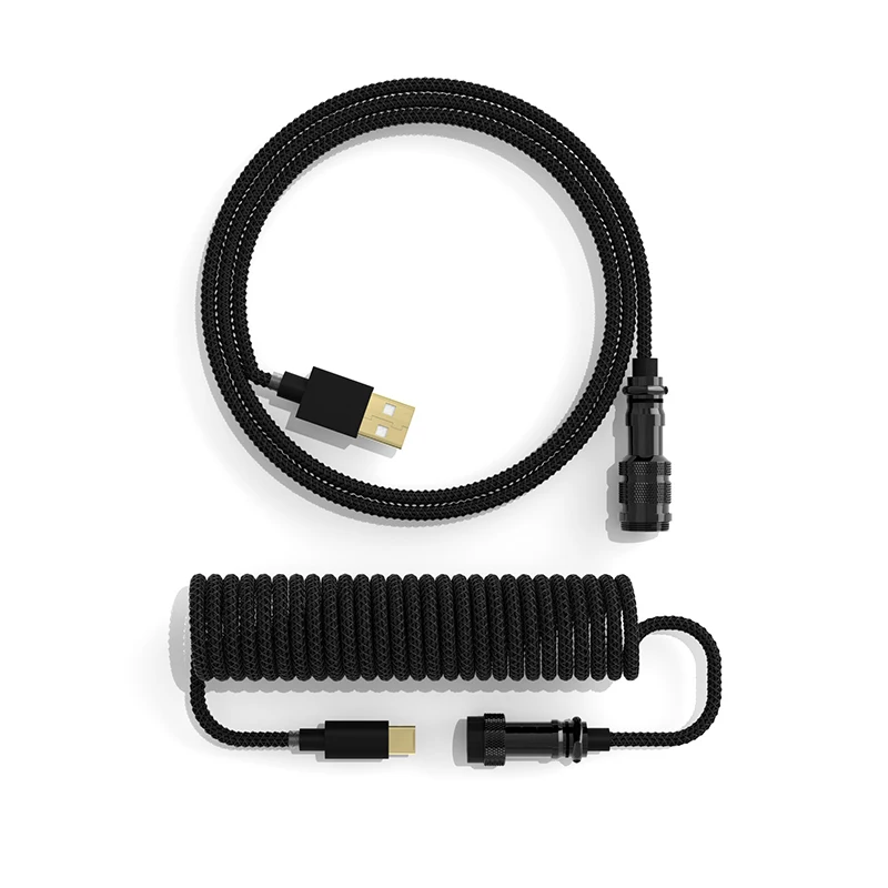 

Braided coiled coil wrapping usb to usb type c type-c aviation aviator pilot gaming mechanical keyboard cable for keyboards