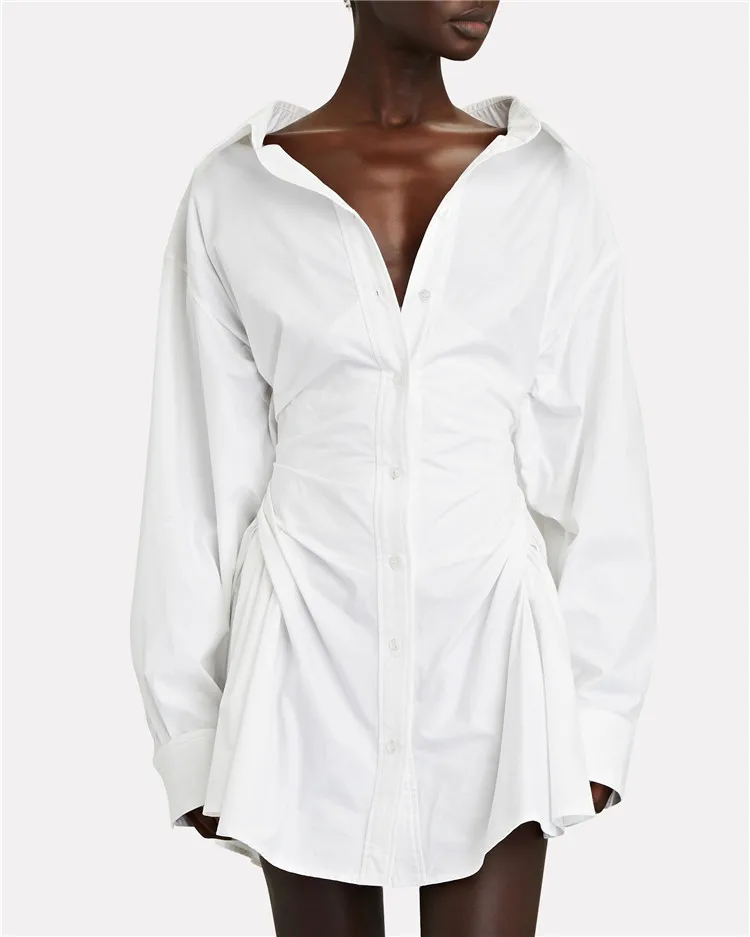 

New Style 2021 Spring Long Sleeve Vacation Anti-static Slim V-Neck Casual Dresses