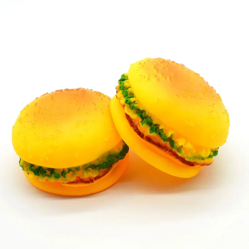 

Eco-friendly Vinyl Squeaky Hamburger Dog Toy Pet Products, Yellow