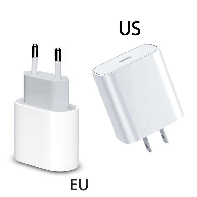 

20W PD Fast Charging USB Type c charger EU US UK AU for iPhone 12 8 X XS XR 11 Pro Max 8plus 11pro, White