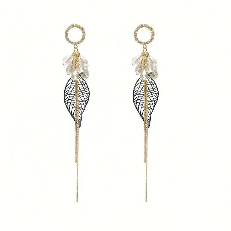 

Jhsport Colored Leaf Tassel Earrings Hollow Personality Women's Earrings, Picture