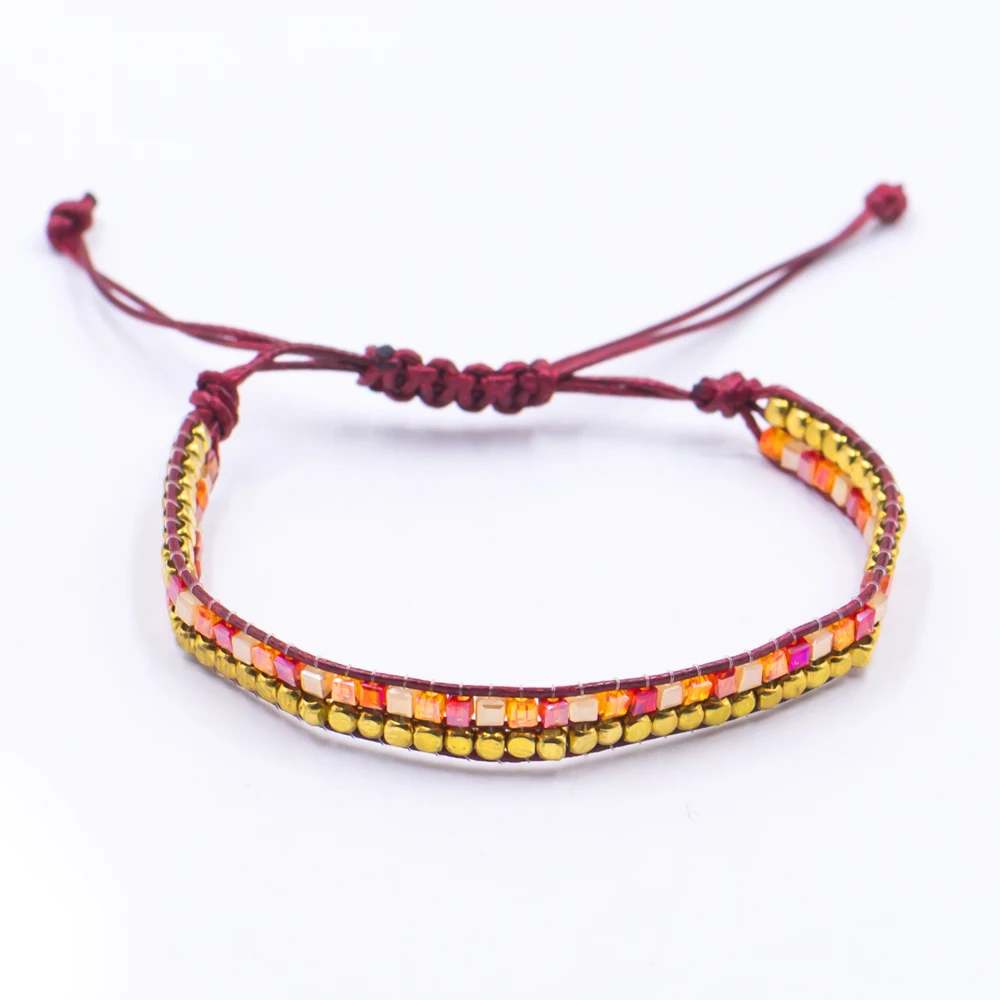 

Handmade Bracelet Colorful Crystal Wax Beads With Golden Copper Beads Charm Bangle Bracelet Jewelry Decorated