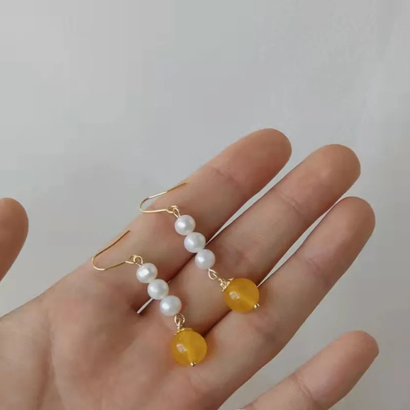 

Custom Earrings Baroque freshwater pearl simple retro court ins women's 18K GOLD PLATED EARRINGS