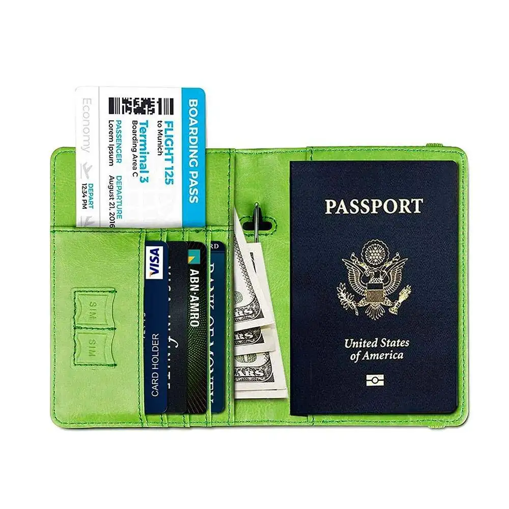 

BSCI certificate OEM/ODM directly Factory Customized elastic band leather fancy passport purse cover card holder with SIM card, Black / grey / khaki / blue / green / brown / customized