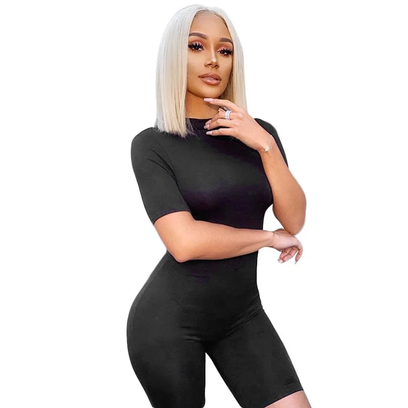 

Wholesale New Solid Color Zipper Slim-Fit Hip-Lifting Sports Onepiece Sexy Jumpsuit, Black white green yellow red