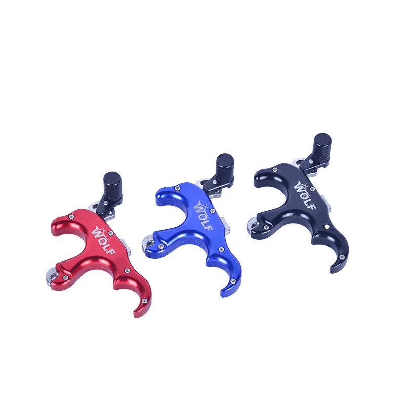 

The new WOLF blade three-finger grip release aluminum alloy release for bow and arrow equipment, Black blue red