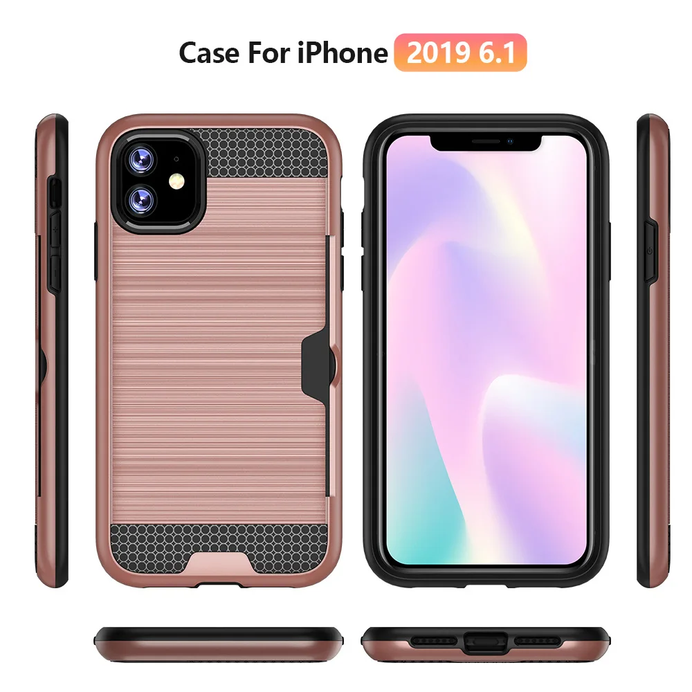 Armor Brushed Card Slot wallet cover For iphone 11 11 pro 11 pro max phone case