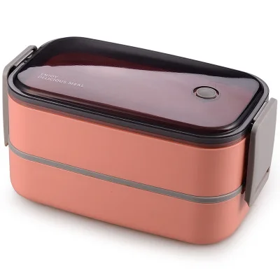 

Stainless steel inner plastic outer reusable microwave bento lunch box double layers leakproof japan style kids food container, Blue/pink/white