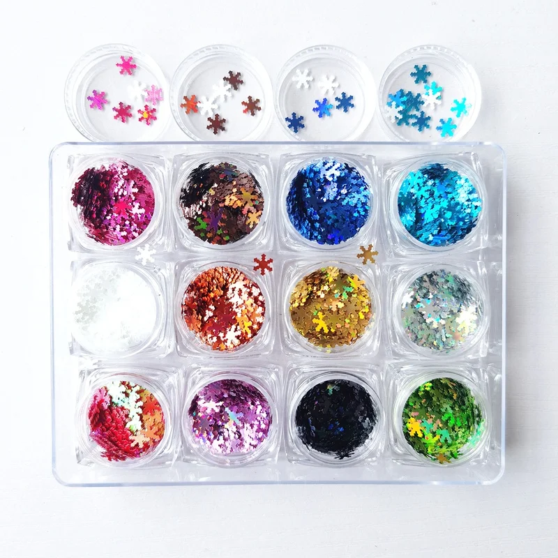 

Winter diverse colors shiny snowflake glitter nail art glitter for the nail art decoration stock Snowflake glitter