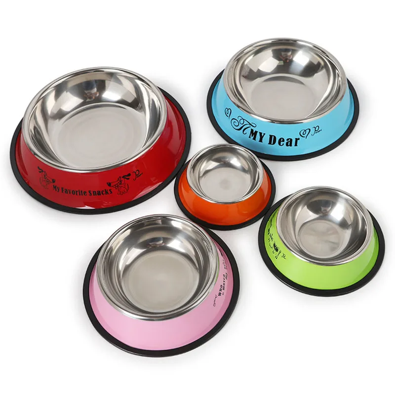 

Stainless Steel Anti-skid Dog Bowls Cat Bowls Puppy Dog Feeder Dog Foods Container Pet Supplies