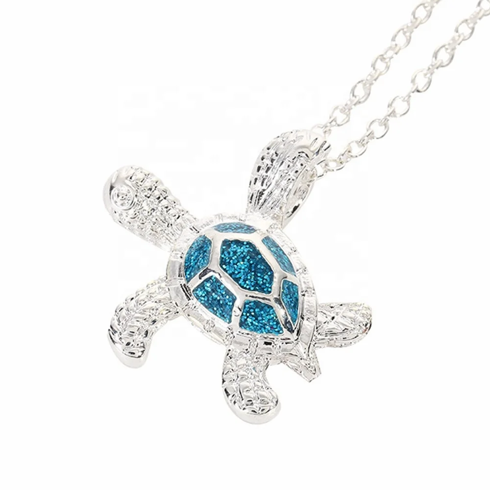 

Personalized Wholesale Opal Stone Enamel Jewelry Necklace Multi Colored Sea Turtle Necklace