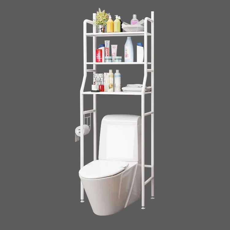 

Hot sale three-layer white metal space-saving toilet shelf with Toilet shelf organizer, White or black