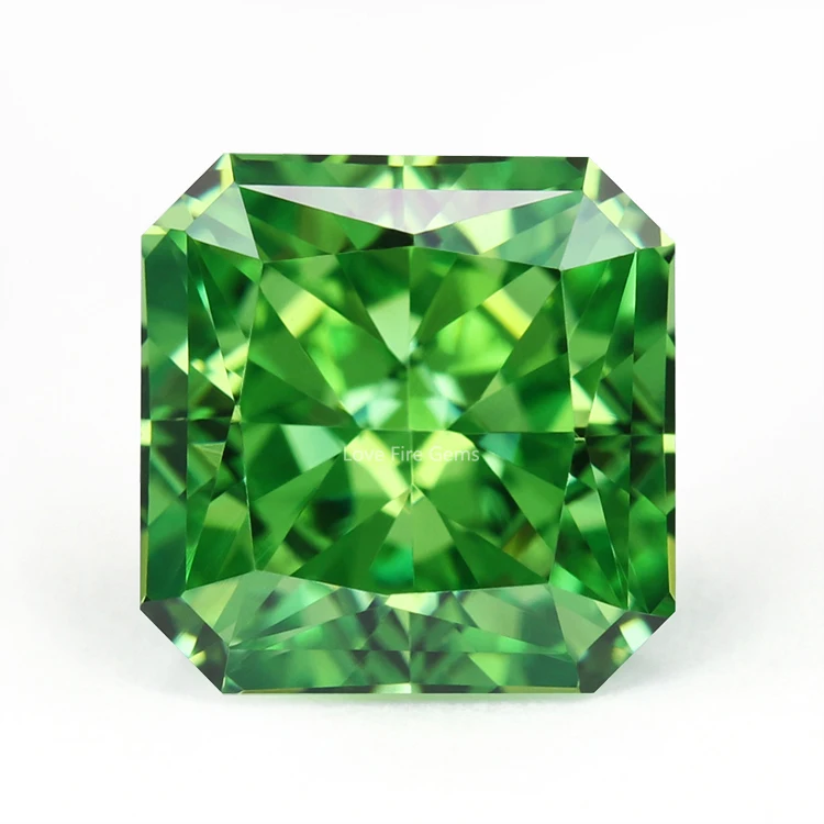 

full sizes Synthetic cz gems 5A+ grade crushed ice radiant octagon cut grass green color loose cubic zirconia