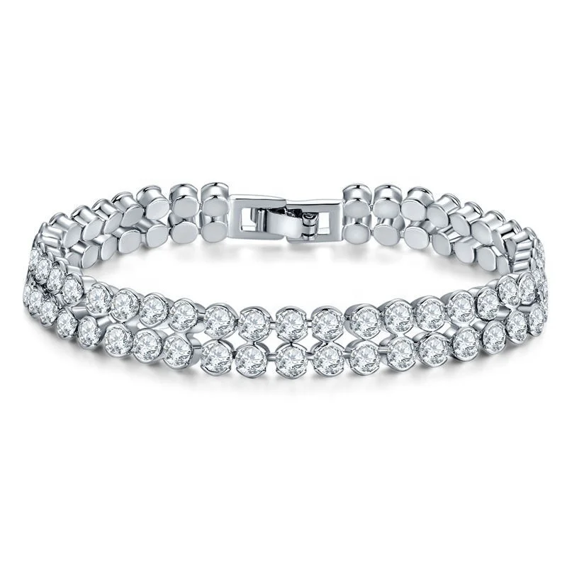 

Hot Selling Zircon Diamond Bracelet Women Double Row Premium Zirconium Lab Diamond Tennis Bracelet
