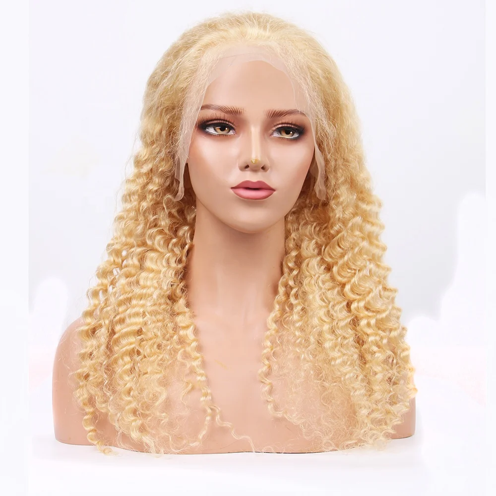 

#613 Blonde Deep Wave Lace Frontal Wig Brazilian Virgin Remy Human Hair Lace Frontal Wigs Transparent Lace Wigs