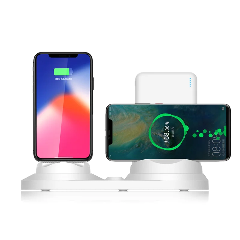 

Wholesale 2021 popular portable wireless charger stand 5 in 1 charger together mi power bank for phone and watch, White
