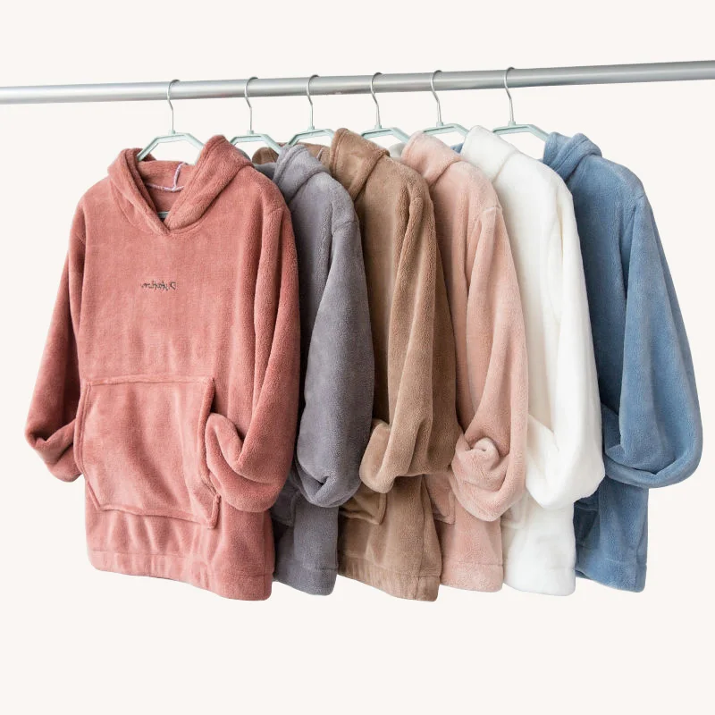 

Hot Sale Warm Winter home wear Tracksuit Set Fleece Hoodie Women Hooded Jogging Suit home wear Sweatsuit Set