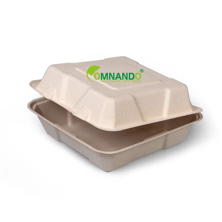 

Disposable lunch box fast food eco-friendly tableware sugarcane clamshell box
