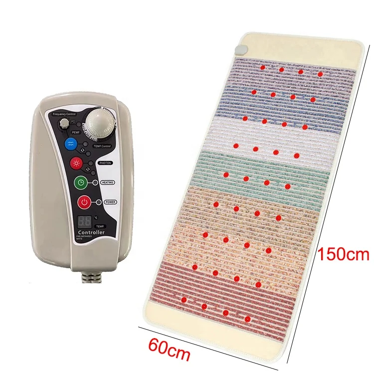 

60*150cm Crystal Biophoton Therapy Mat PEMF Photon Amethyst Bian-stone Heating Mattress With Far Infrared Negative Ions