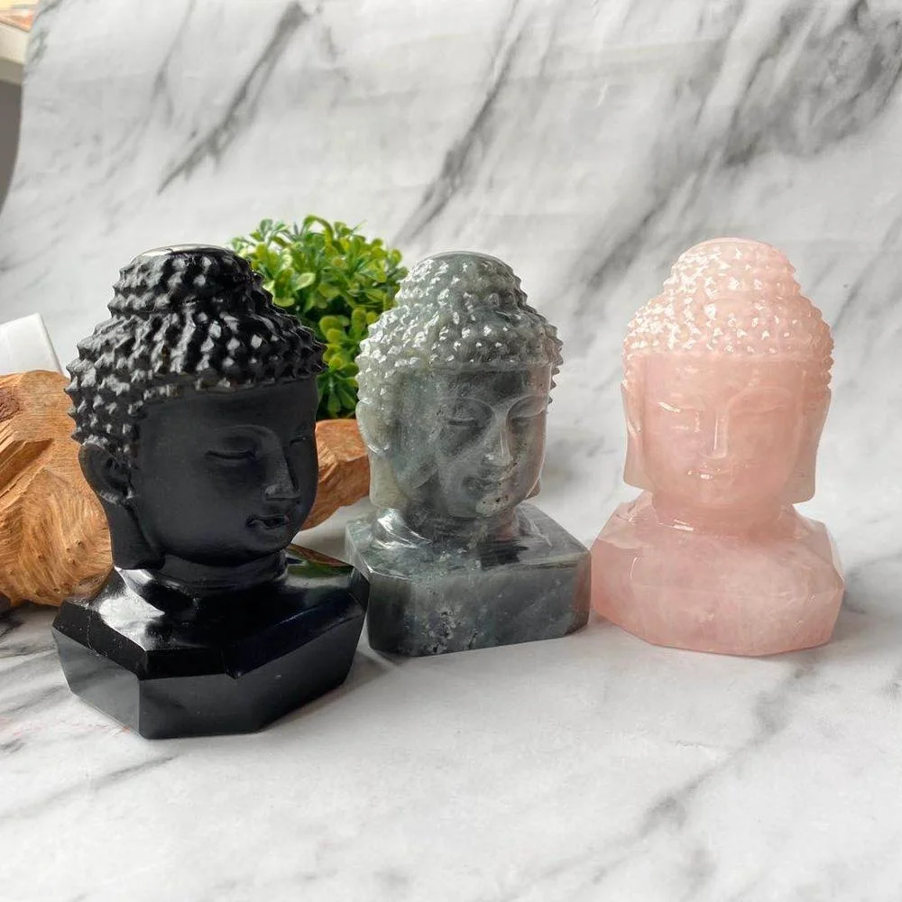 

Natural carved crystal religious buddha figure folk crafts art sculpture rose quartz crystal buddha statue for garments