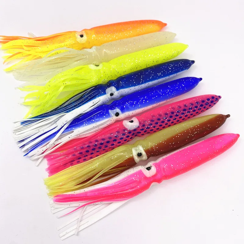 

Free sample Peche 18cm 15g rubber octopus Squid artificial plastic Soft bait skirts tube fishing lures tackle For Jigs Tuna, 5 colors