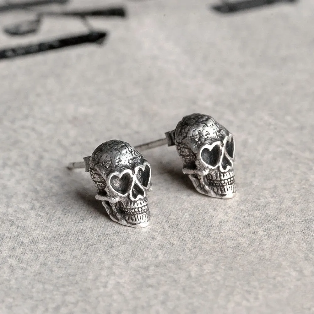 

S925 sterling silver fashion hot sale skull stud earrings
