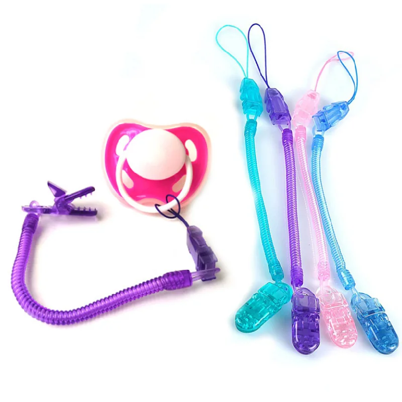 Baby Toddler Dummy Pacifier Soother Spring Nipple Clip Chain Strap Holder DB 