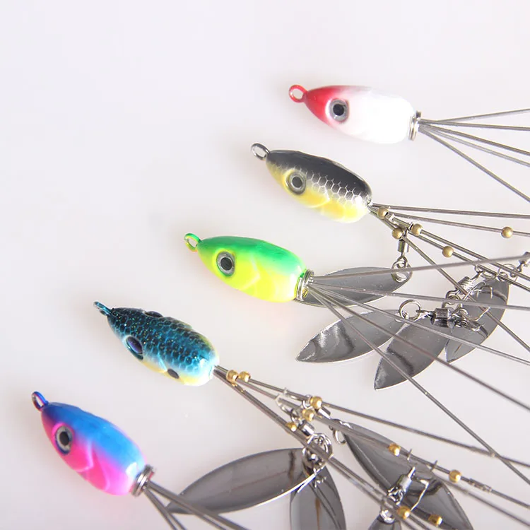 

Lutac alabama rigs jig head fishing lure 5 umbrella rig spinner bait metal jig head fishing lures chatter bait, 5 colors