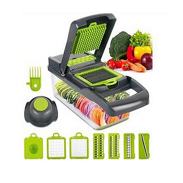 

J428 Multifunctional 12 In 1 Fruits Veget Slicer Cutter Fruit And Vegetable Slicer Cutter Mandoline Kitchen Slicer Chopper, Stock or customized