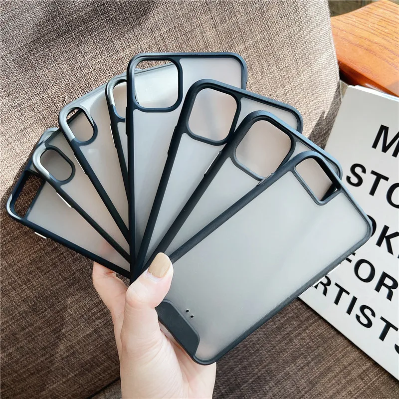 

wholesale customized phone cases for iPhone case frosted tpu pc shockproof clear iphone 12 pro max phone case cover