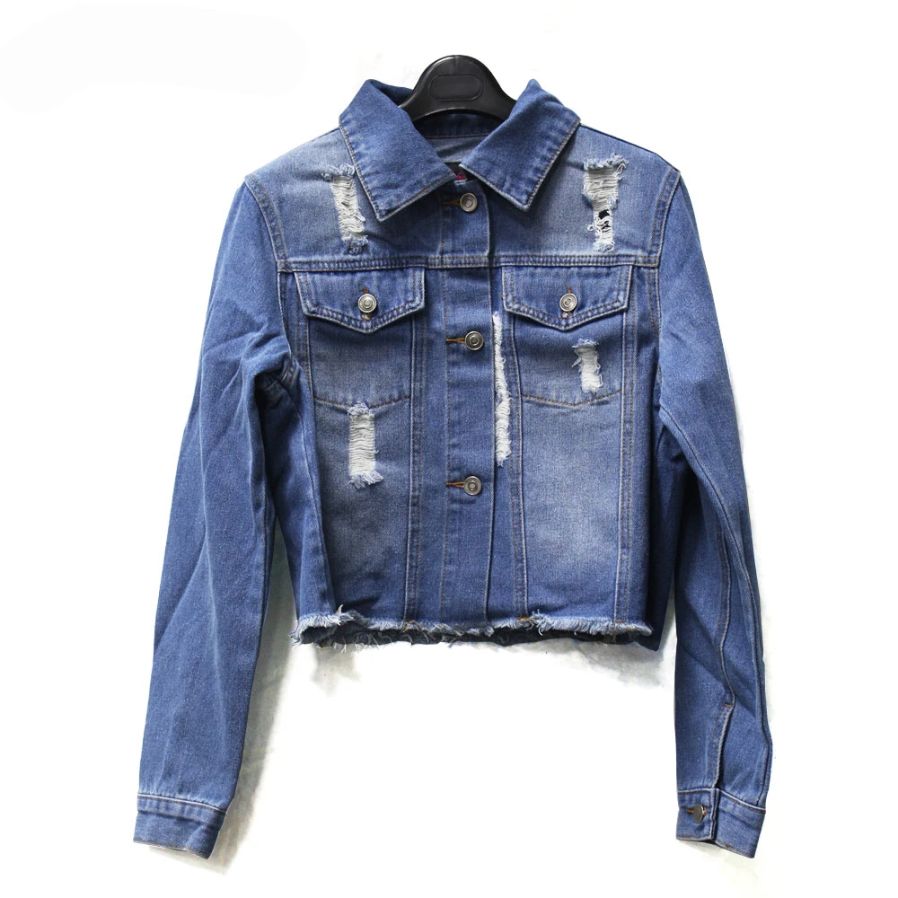 

2018 New fashion women's denim short design jeans coat woman jacket for wholesale