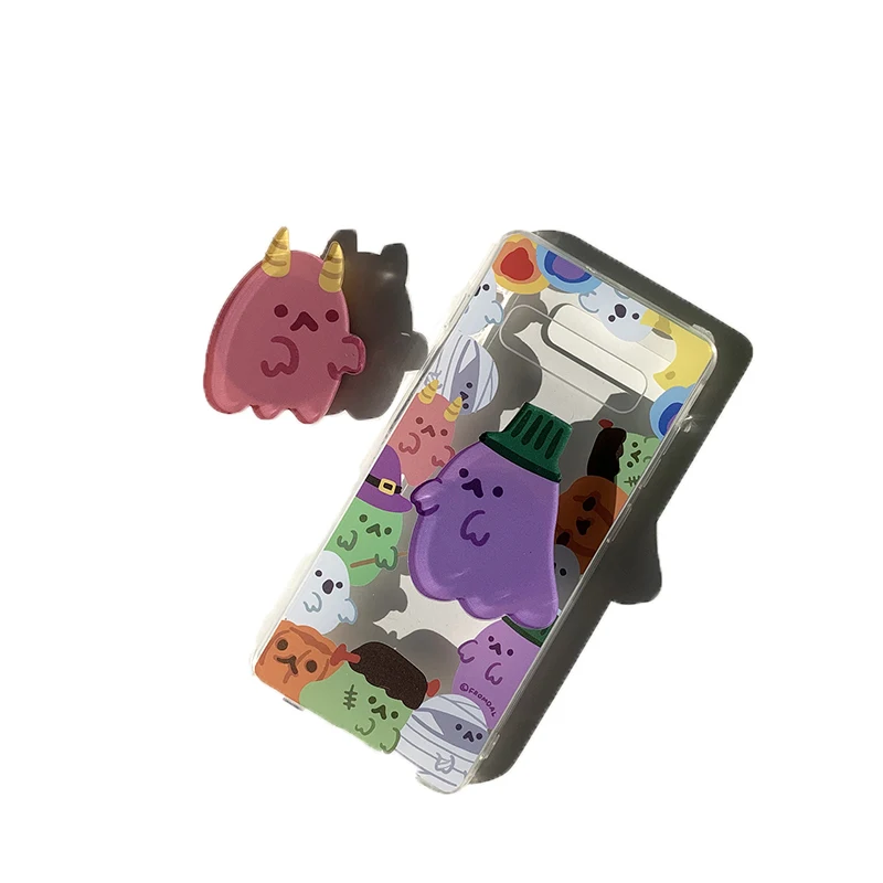 

Factory Promotion Cute Cartoon Ghost Design Mobile Phone Holder Stand phone Accessories Halloween Phone Socket Grip, Black / white / custom
