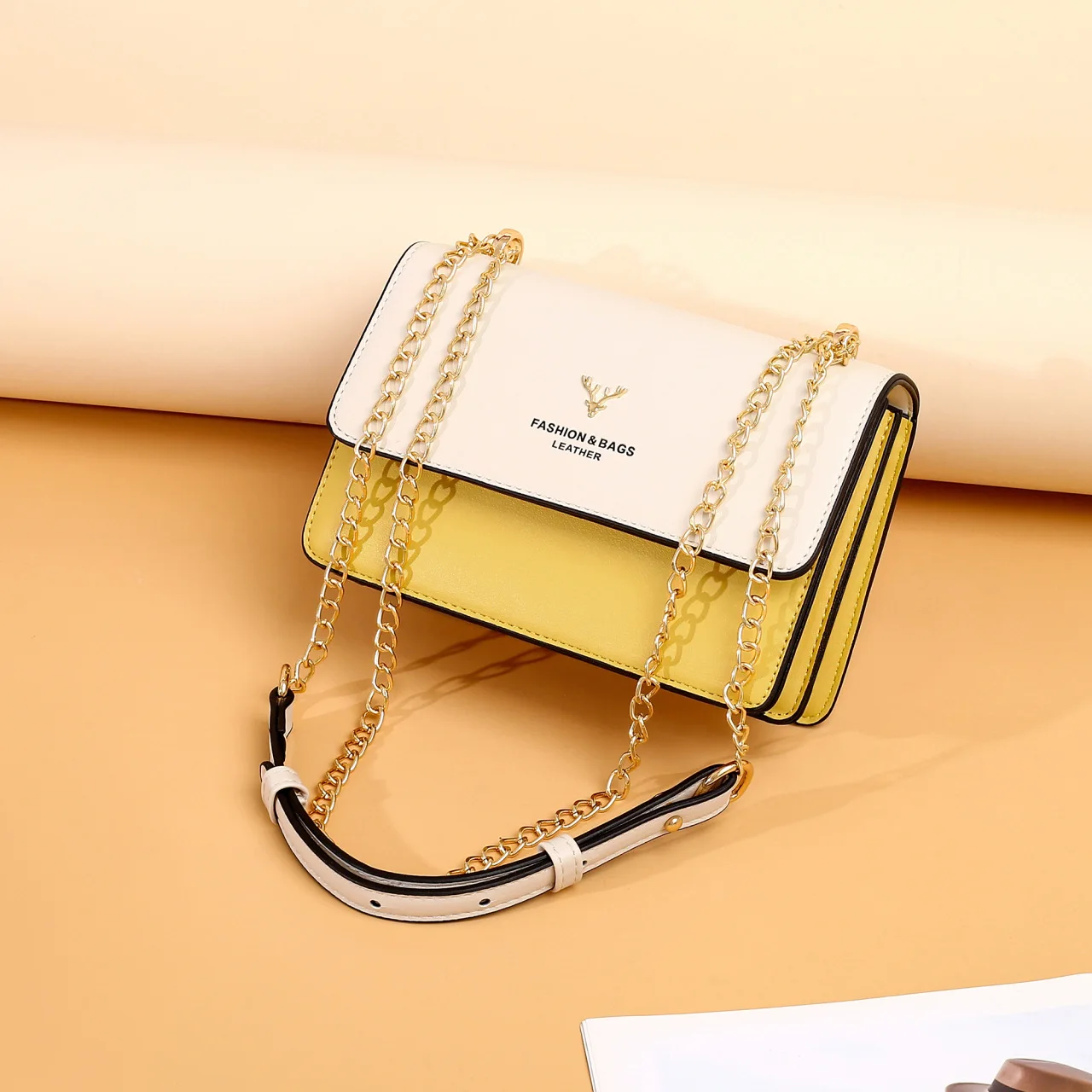 

2021 Fashion personalized color matching women purses commute handbags luxury PU leather tote bags, 6 colors