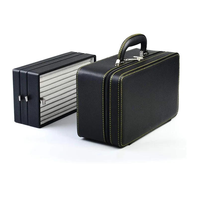 

SESI Custom Leather Big Jewelry Organizer Box Handmade Travel Jewelry Organizer Storage Case For Girl Lady, Customized color