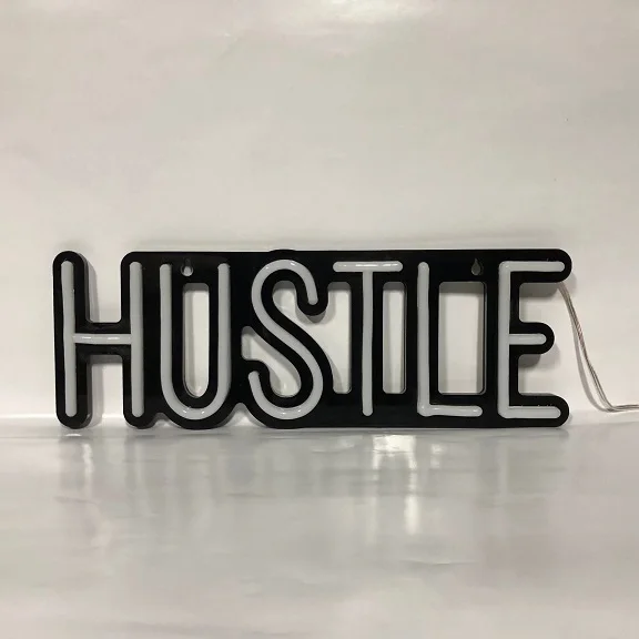 Hustle neon sign glass tubing letters sign 12v dc flex led neon light acrylic letters sign for decoration china factory