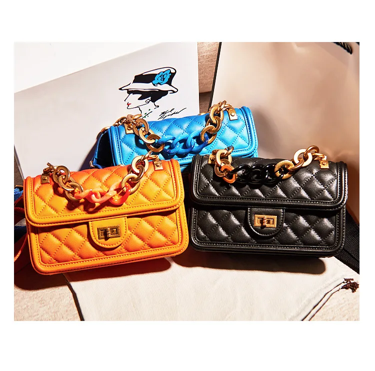 

Wholesale colorful transparent pvc chain purses bags jelly handbags for women