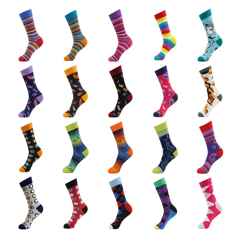 

Hundreds Styles Novelty Solid Stripe Polka Dot Camouflage Weed Men Socks Colorful Socks Men Dropshipping