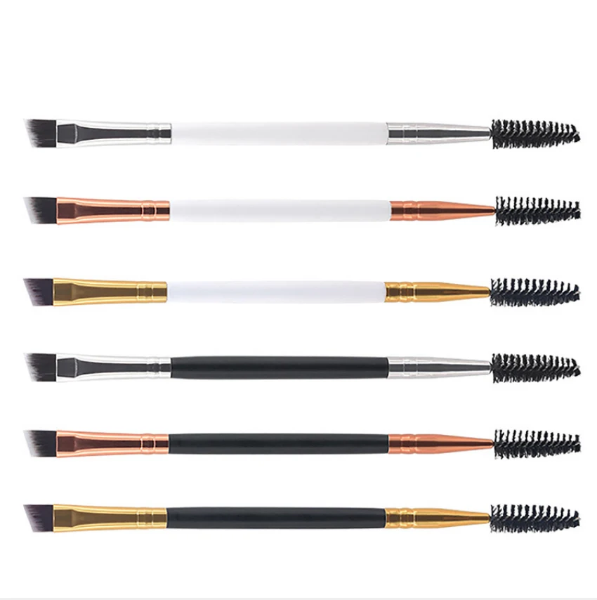

Disposable angle eyebrow eyelash makeup brush white and silver pink mascara wands