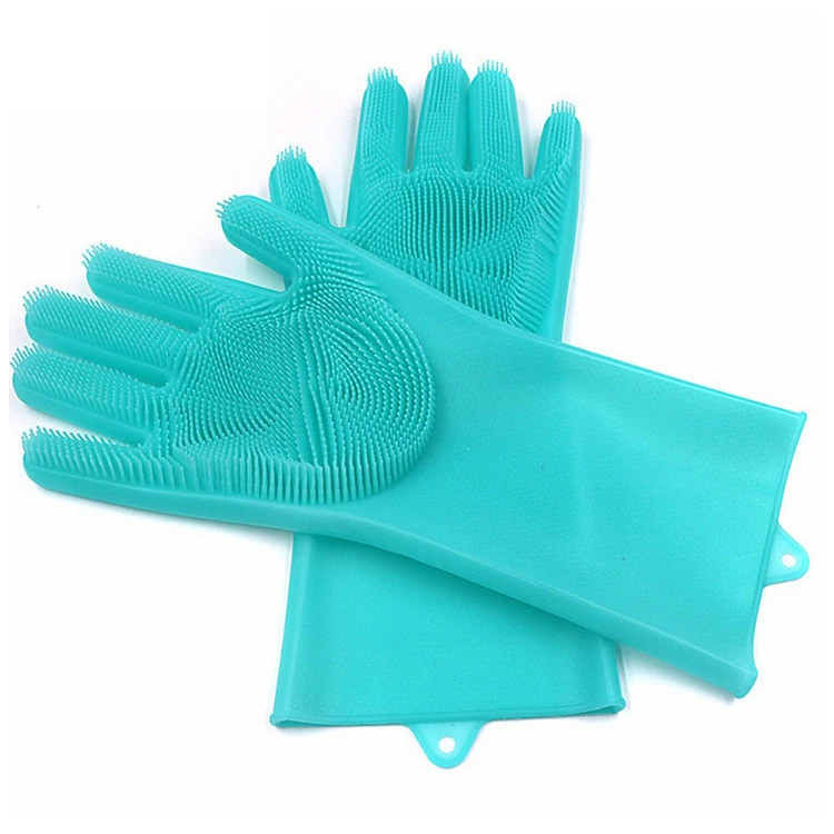 

A456 1pair Non-slip Silicone Dishwashing Gloves Waterproof Kitchen Scrubbing Insulation Magical Housework Cleaning Gloves, Blue/green/purple/pink/grey/red
