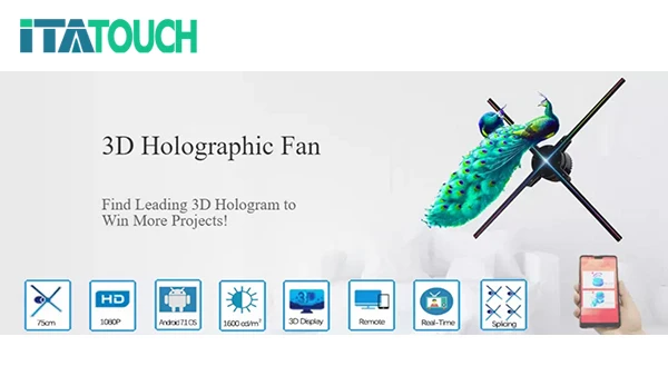 Great Quality Wireless Holographic Display Hologram Fan 3D Advertising Equipment WIFI 2.4G, Mobile Management