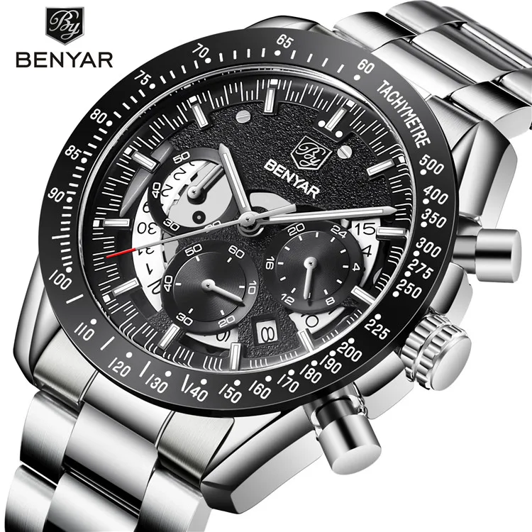 

BENYAR BY-5120-1 2020 Watch Men Luxury Brand BENYAR Men Blue Watch Stainless Steel Watch Men Chronograph Relogio Masculino