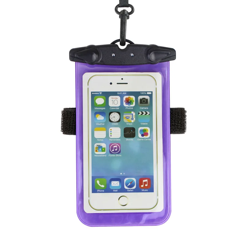 

Free Sample Waterproof depth 30M Armband Universal PVC Waterproof Phone Bag for phone Portable Mobile Phone Accessories, Pink, yellow, blue, green, orange, purple, grey, white