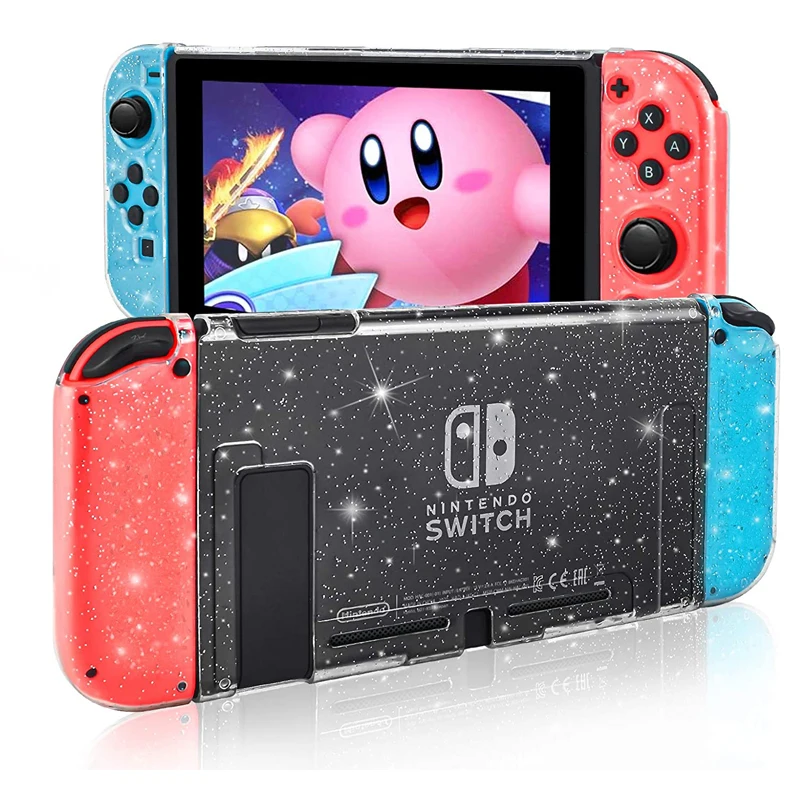 

Dockable Crystal Case Compatible with Nintendo Switch, Glitter Bling Cover with Shock-Absorption and Anti-Scratch Design Protect, Clear