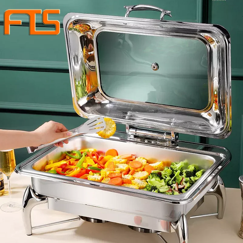 

FTS Dishes Sale Gold Stainless Steel Chafer Food Warmer Electric Modern Set Heater Buffet Chafing Dish