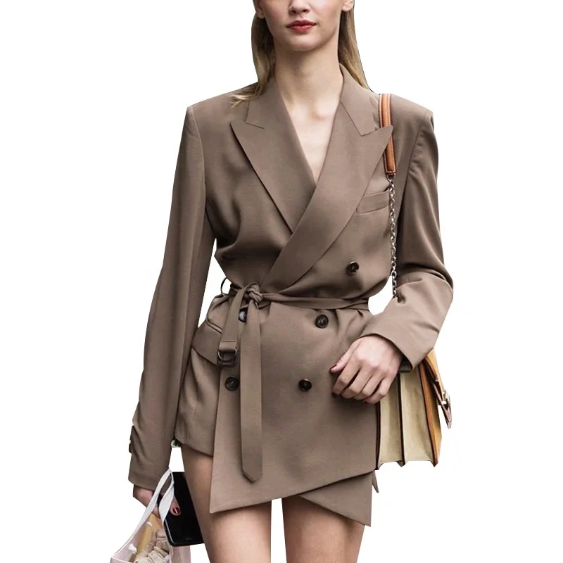 

Fashion Style Elegant Buttons Long Coats Woman Formal Dress Office Work Blazer Dress, Customized color